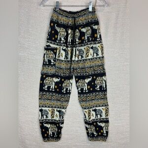 EARTHBOUND Black and Gold Elephant Print Joggers
